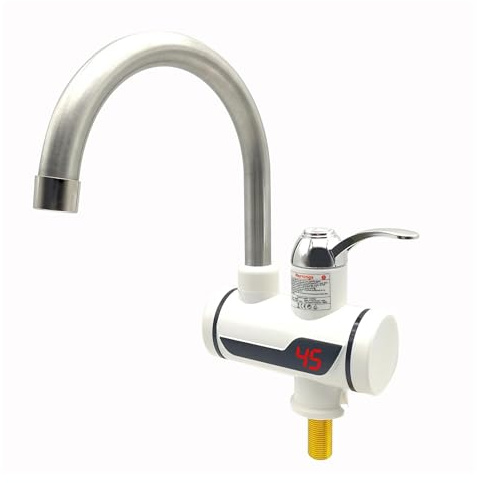 Grifo con calentador de agua instantáneo, calentadores sin tanque, cocina, grifo caliente, calefacción eléctrica for baño, carcasa acero inoxidable 220(White)