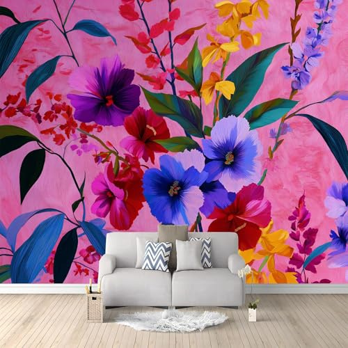 Murales Papel Pintado 3D Plantas Flores Naturaleza 250x175 cm Fotomurales Póster No Tejido, Decoración Pared Papel Pintado Mural para Salon, Dormitorio, Oficina