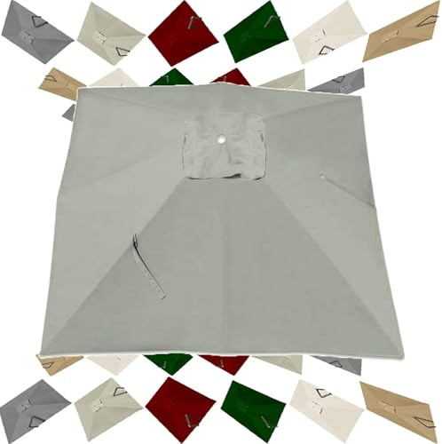 Toldo de repuesto para 4 sombrillas de jardín, funda rectangular para sombrilla para exteriores, tela gris para mesa de mercado, parasol y uso en patio (3 unidades, 10 x 10 pies)