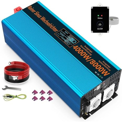 Power Inverter Inverter Solare A Onda Sinusoidale Pura Da 24 V A 230 V 8000 W 50 Hz Da CC A CC Per Caricabatterie Display A LED Ricarica USB Doppia Presa Convertitore