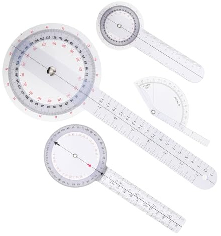 VILLFUL Righello Goniometro Ortopedico Set 4 Pezzi in PVC Trasparente Misurazione Angoli ad Alta Precisione per Dita Colonna Vertebrale e Articolazioni Strumento Medico Multifunzionale