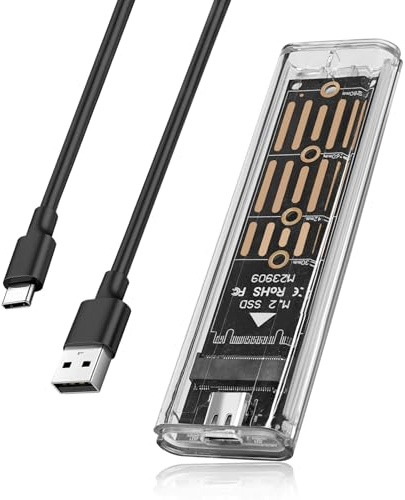 Carcasa SSD M2 Nvme, Carcasa Disco Duro SSD, Caja Disco Duro Lector Disco Duro 10Gbps para Discos Duros 2230/2242/2260/2280 M-Key M.2 Adecuado con Trim y UASP