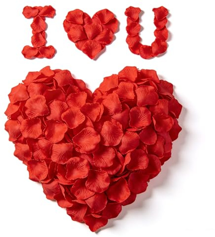 Muexoee 2400 Artificial Rose Petals, Disposable Rose Petals for Weddings, Red Rose Petals for Weddings, Valentine's Day, Birthday, Centerpiece - Red