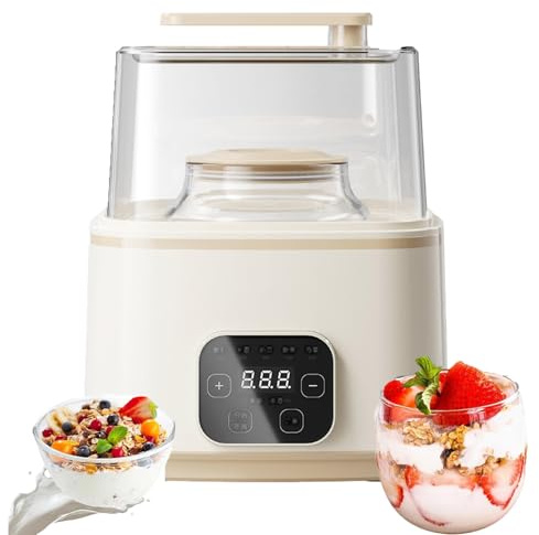 Yogurtiera Elettrica Da 3l Con Due Vasi Di Vetro, 7 Programmi Preimpostati, Controllo Della Temperatura Costante, Con Funzione Ptc E Timer, Per Yogurt Probiotico Fatti In Casa, Natto E Fermentazione