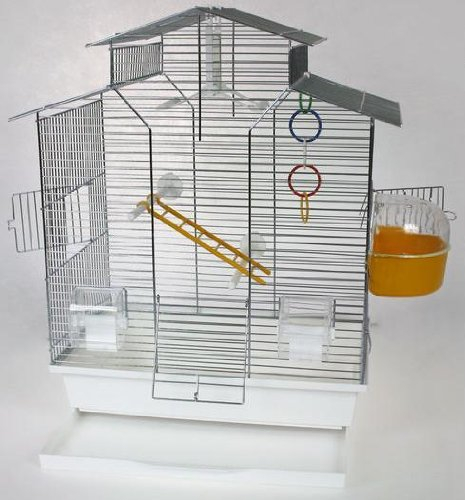 Vogelkäfig,Wellensittichkäfig,Exotenkäfig,60 cm Vogelkäfig Vogelbauer Wellensittich Kanarien Voliere Vogelhaus Käfig IZA 2 II weiß