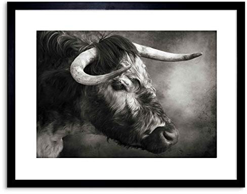 The Art Stop PHOTO ANIMAL COMPOSITION PORTRAIT HORN BULL HEAD FRAMED PRINT F97X5465