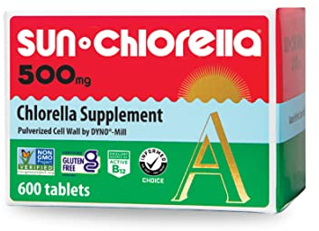 Sun Chlorella 500mg Whole Body Wellness Green Algae Superfood Supplement - Immune Defense, Gut Health, Natural Purification, Energy Boost - Chlorophyll, B12, Iron, Protein - Non-GMO - 600 Tablets