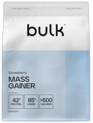 Bulk Gainer Complet, Fraise | 16 portions, 43g de protéines par portion, 85g glucides, 500 kcal par portion, Gainer hypercalorique