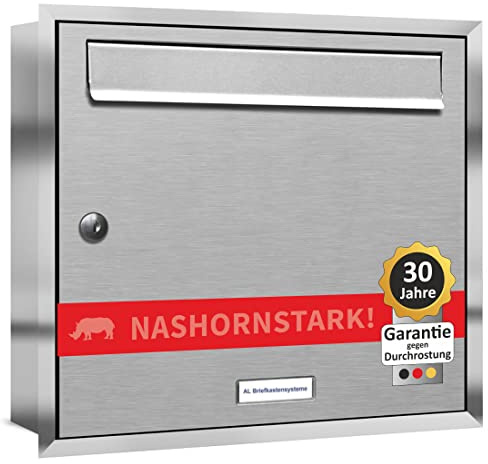 AL Briefkastensysteme 1er Unterputzbriefkasten, Briefkastenanlage 1-Fach modern, Edelstahl Postkasten