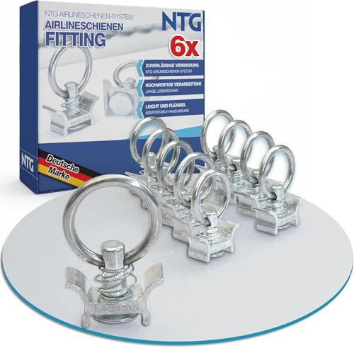 NTG Airlineschiene Fitting Single Endbeschlag mit Flugöse 6 Stück - robust | Zubehör mit Verzurrösen für sichere Ladungssicherung in Zurrschienen - für Anhänger und LKW Transporter