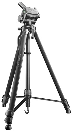 Walimex pro WT-3570 Basic Stativ 168cm schwarz – 4kg Traglast, großes und stabiles Foto Video Stativ mit 3-Wege Panorama Kopf, ideal für Kamera und Handy Aufnahmen, inkl. Tasche und Smartphone Halter