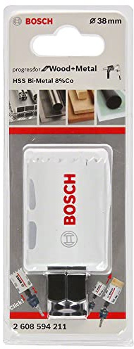 BOSCH Bi-Metal Hole Saw (for Wood and Metals, 8% Cobalt Alloy, Progressive Tooth Design, Ø 38 mm, Accessory Drills)