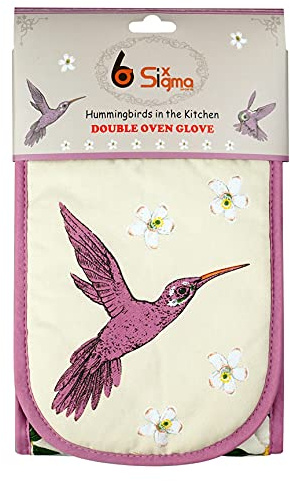 Sterling Sports Double Oven Gloves Heat Resistant Oven Mitts - Premium Cotton Novelty Gloves For Cooking, BBQ & Baking For Women & Men (Humming Birds)