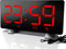 ThreeH Radio-Digitaluhr mit USB-Telefonladegerät 7,3'' LED Curved-Screen-Display mit Dimmer 2 Weckereinstellung Funkuhr für Schlafzimmer Rot