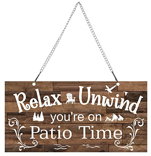 Hotop Metal Patio Sign Vintage Wall Decor for Outdoor, 10 x 5, Brown