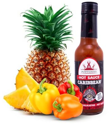 Poppamies Caribbean Hot Fruity Chile Sauce - Sin Gluten Sin Lactosa Vegano - Picante: 5/10-150ml