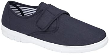 GladRags Plimsoll Pump Chaussures en toile pour homme avec fermeture Velcro Bleu marine anthracite ou taupe Taille 39-46, bleu marine, 42 2/3 EU