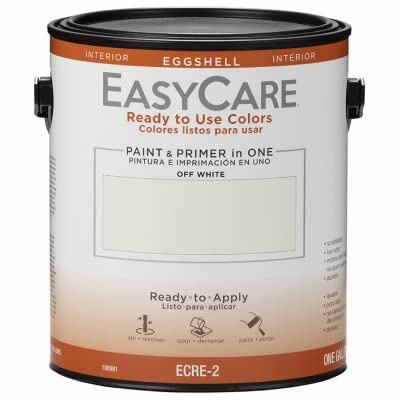 Ready To Use Interior Paint & Primer, Eggshell Acrylic Latex, Off White, 1 Gallon - ECRE-2