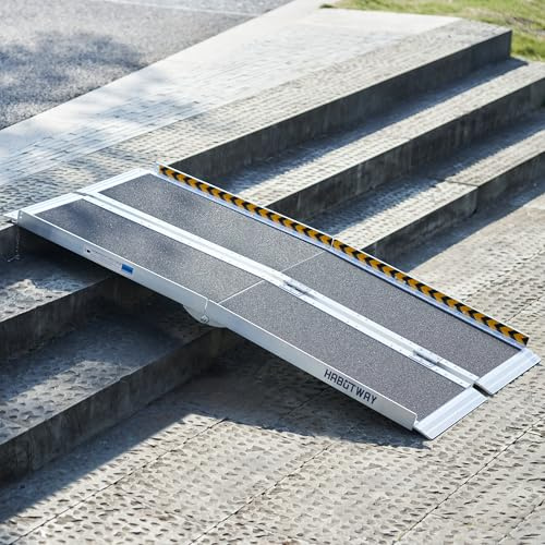 HABUTWAY 5ft Wheelchair Ramp, Portable Wheelchair Ramps for Home Steps, Double Non-Skid Ramps Hold Up to 800Lbs, Threshold Ramp for Home,Stairs, Curbs,Steps,Doorway