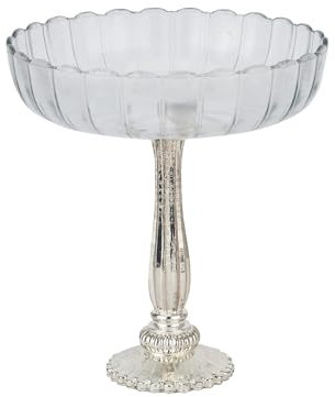 Hill Interiors Fluted Decorative Bowl (30cm x 28cm x 28cm) (Clear/Silver)