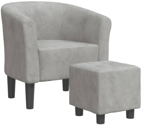 vidaXL Chaise Cabriolet avec Repose-Pied Gris Clair Velours