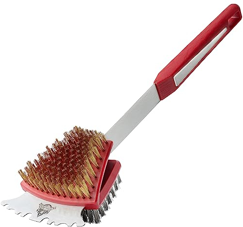 GRILLGEN Grill Brush and Scraper, Cleaning Brush for Grates, Heavy Duty Double Sided Stainless Steel and Brass Bristles Grill Brush, BBQ Accessories for Porcelain, Cast Iron, Stainless Steel Grates