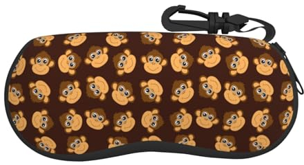 CZZYH Tragbares weiches Brillenetui mit Reißverschluss, lustiges Cartoon-Affen-Brillenetui für Damen und Herren, 17cm x 8cm