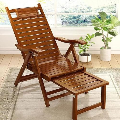 BEOTAY Sonnenliege Holz,Strandliege Klappbar Leicht,5 Gänge Einstellbar,Relaxliege Garten,Tragbar Kippliege,Erweitertes Pedaldesign,Camping Liegestuhl,Keine Installation Erforderlich,B
