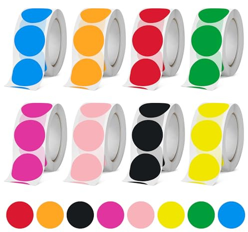 ENUTROF Klebepunkt Bunt Aufkleber Rund Punkte Farbige Klebepunkte Klebe | Sticker Runde 25mm 4000Stk Bunte Farbpunkte Farbig Farbetiketten Kleber Ablösbar Rolle Punkt Markierungspunkte Punktaufkleber