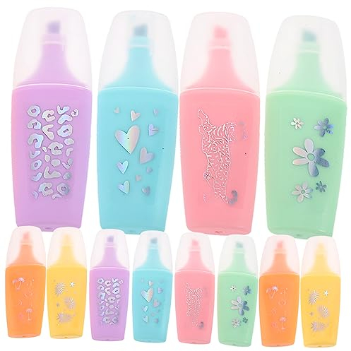 TEHAUX 24stücke Pack Mini-textmarker Mit Cartoon-design Lesezeichen Und Schulmarkern Kleine Bunte Diy-scrapbook-marker Für Farbkodierung Tagebücher Und Notizen