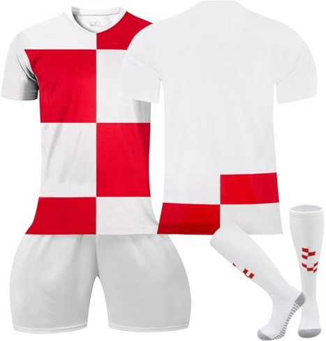 Modric Fußball Trikot, 24 Kroatien Hause/Auswärts Fußball Trikot Kinder Erwachsener, Fussball Trikots Shorts und Socken Anzug Jungen Herren
