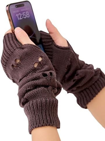 OTPEH Armstulpen Fairy Grunge Fingerlose Punk Goth Emo-Handschuhe Y2K Zubehör Cottagecore, grau dunkel, Einheitsgröße