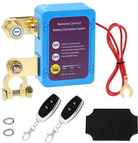 QWORK Coupe-batterie de voiture, 12 V 240 A, interrupteur de coupure de batterie sans fil, pour voiture, camion, camping-car