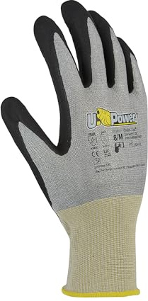 U-Power Rumba Guanti Lavoro Antinfortunistica Nylon Nitrile Grigio 9/L