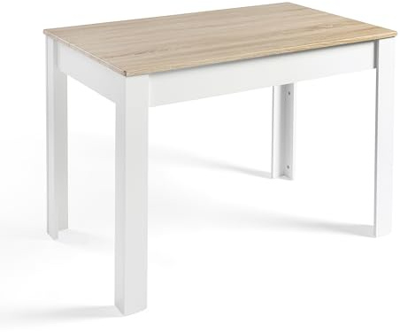 DUPI Mesa Comedor Aitana con Estructura y Tapa Superior de Madera (Taupe/Blanco, 140x80)