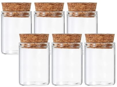 PATIKIL 15ml Reagenzgläser 6 Stück 1.57x1.18 Glas Klar Flachboden Reagenzglas Behälter Mit Korkenstopfen Für Perlen Party Süßigkeiten Badesalz Lagerung Wissenschaftliches Experiment