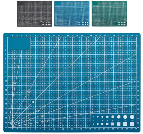 Dezain® DIY - Schneidematte A4 selbstheilend – Bastelunterlage mit Zentimeterskala – Schneideunterlage für Modellbau & zum Basteln – Beidseitig bedruckte Cutting Mat – Blau