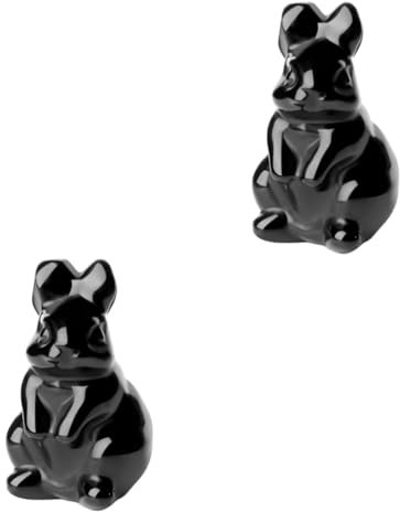 Supvox 2St Kaninchen kleine Statue büro Dekoration Office Decoration Verschiedene Raumdekorationen schlafzimmerdeko Bank basteln dekorativer Kristallhase Kristallfiguren Black