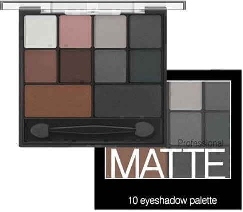 Matte Smokey Eyeshadow Palette - Highly Pigmented Waterproof Grey & Black Eye Shadow with Dual-Ended Brush for Long-Lasting Makeup Look - Suitable for Women