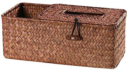 SOPOTUTU Seegras-gewebte Handtuchbox Mit Deckel Tisch-aufbewahrungsbox Für Home-Orte Schreibtisch-Organizer Rustikaler Stil