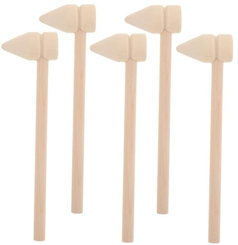 Tofficu 5pcs Mini Wooden Gavel Hammers Small Hammer Toys for Boys and Girls Building Blocks