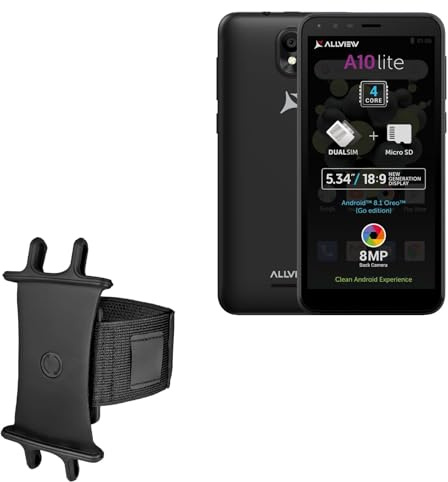 BoxWave Holster Compatible with Allview A10 Lite - ActiveStretch Sport Armband, Adjustable Armband for Workout and Running - Jet Black