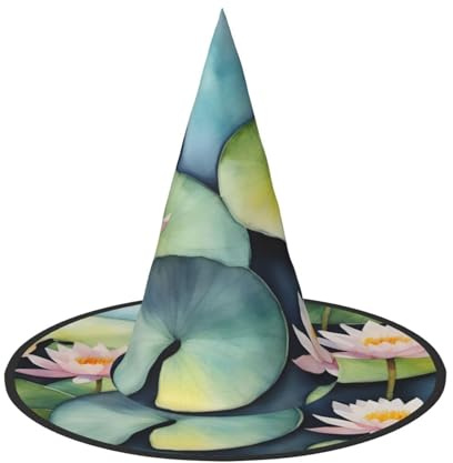 DUWAA Lot de 3 chapeaux de sorcière imprimés lys noirs, chapeau de magicien, accessoires de cosplay pour Halloween, fête, bal masqué, carnaval