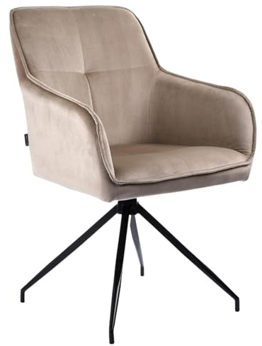 exitodesign Drehstuhl Esszimmer Aster 58x63x88 cm - Esszimmerstühle Gesteppt 180° Drehbar Bürostuhl Stuhl - für Esszimmer Küche Wohnzimmer Salon Schreibtisch (Beige)