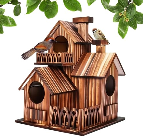 Stibtmr Casetta per uccelli da esterno | Casina in Legno per Uccelli | Casetta Per Uccelli Azzurri,per Scriccioli Cince Passeri Nidificazione Riproduzione Giardino Portico Cortile Albero Birdwatching