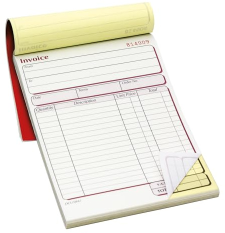 Pukka Pad NCR Duplicate Invoice Book for Business and Sales – Tape Bound, 50 Entries Per Book, Carbonless Copies, Perforated Pages for Easy Removal – 137x203mm