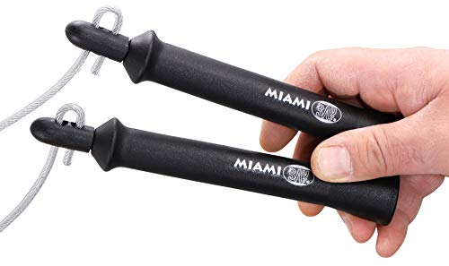 BAY Miami 280 Profi Stahl-Springseil + Mesh Bag – High Speed, längenverstellbar mit Drehwirbel, Stahlseele, Fitness Jump Rope für Boxen, Kickboxen, Muay Thai, Kinder & Erwachsene