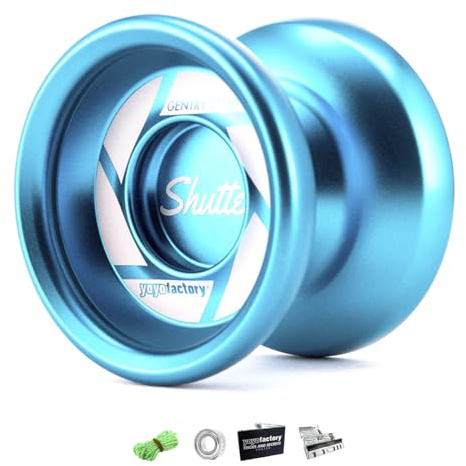 YoYo Factory Shutter Metal Yo Yo – Professional Trick YoYo with Extra Ball Bearing | Unresponsive Magic YoYo Kids, Teens & Adults - Blue