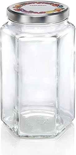 Leifheit Sechskantglas 1700ml, Einmachglas, Weckglas ideal für Eingemachtes, dekoratives Vorratsglas, ideal zur Aufbewahrung von größeren Mengen, spülmaschinengeeignet, Made in Germany