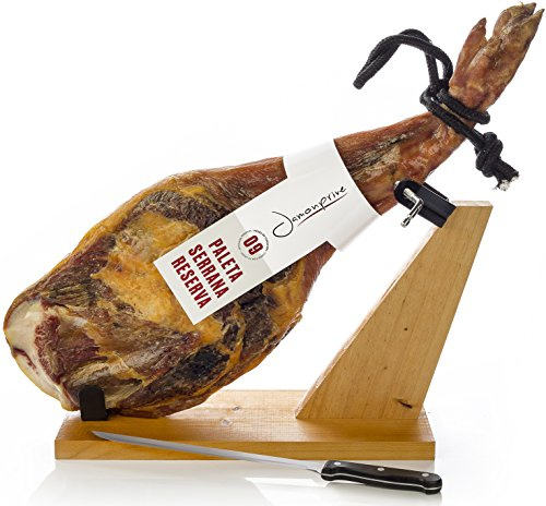 Jambon Serrano Espagnol (Épaule) Réserve Semi Désossée 4 - 4.5 Kg + Porte Jambon + Couteau - Jamón Serrano
